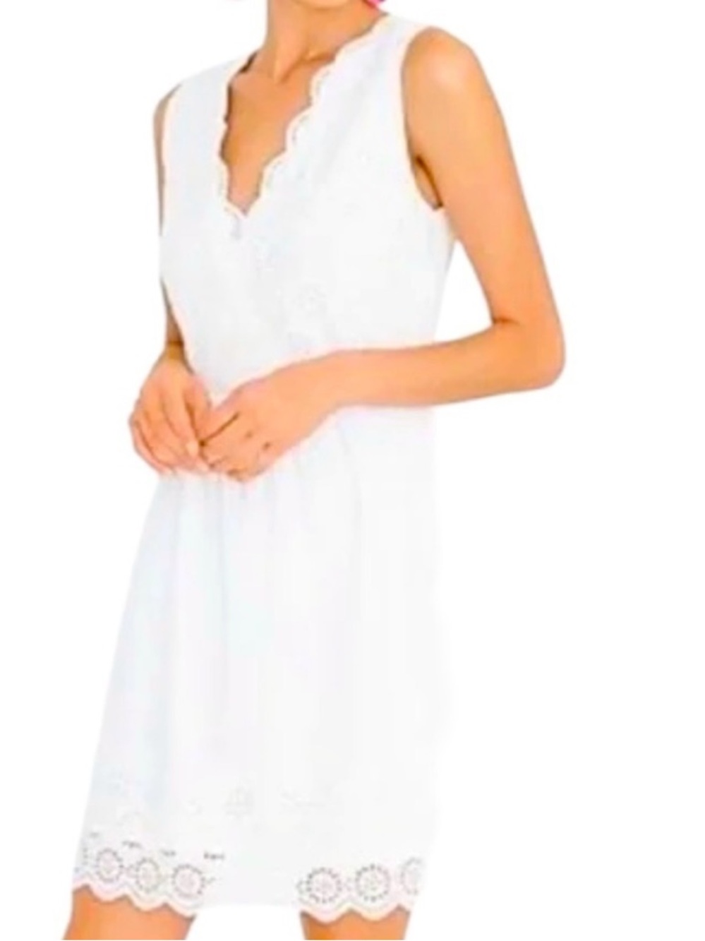J. Crew Border Eyelet Sleeveless Mini Dress with Scallop Trim